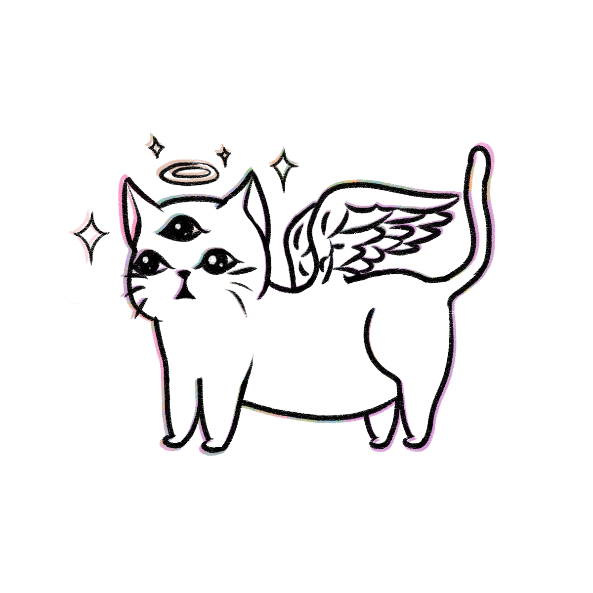 Drawing of an angel cat
