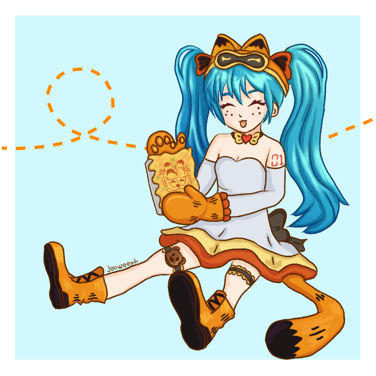 Drawing of Hatsune Miku as Garfield